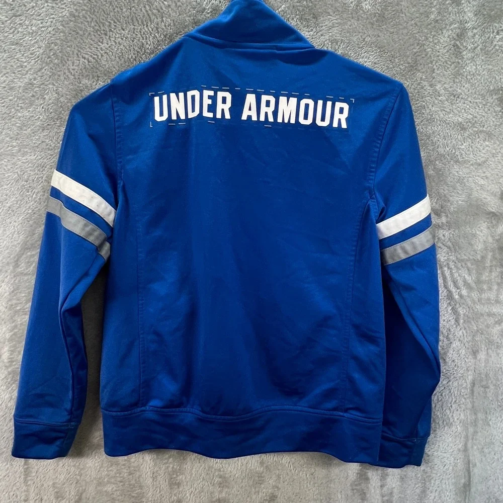 Under Armour Boys Royal Blue Full Zip Track Jacket‎ Striped Sleeves YSM Small